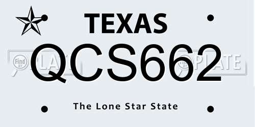 QCS662 Texas License Plate