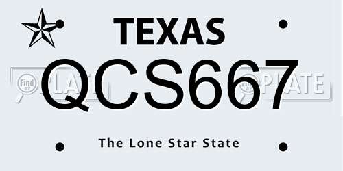 QCS667 Texas License Plate