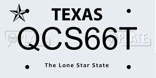 QCS66T Texas License Plate