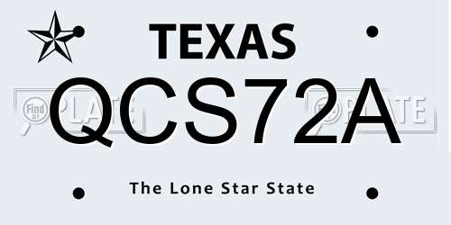 QCS72A Texas License Plate