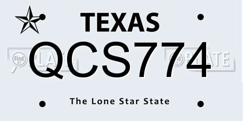 QCS774 Texas License Plate