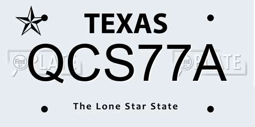 QCS77A Texas License Plate