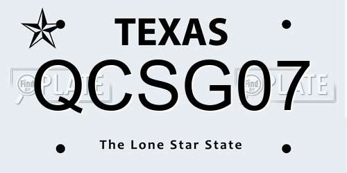 QCSG07 Texas License Plate