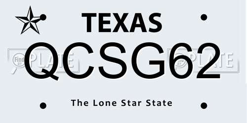 QCSG62 Texas License Plate