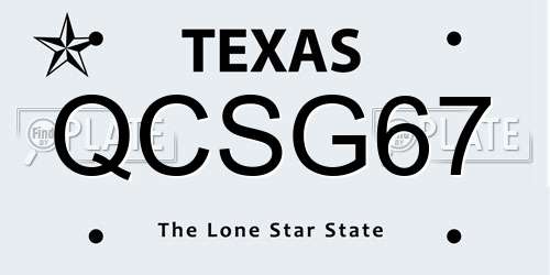 QCSG67 Texas License Plate