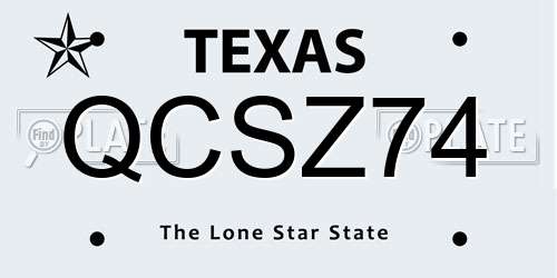 QCSZ74 Texas License Plate