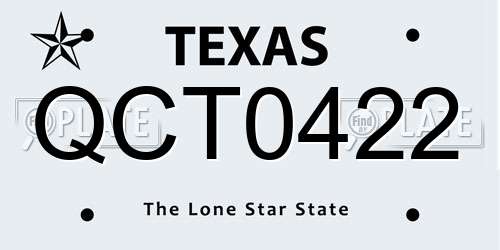 QCT0422 Texas License Plate