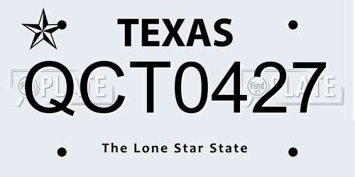QCT0427 Texas License Plate