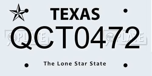 QCT0472 Texas License Plate