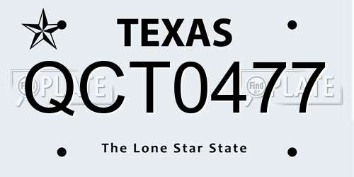 QCT0477 Texas License Plate