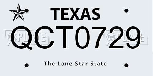 QCT0729 Texas License Plate