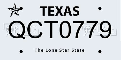 QCT0779 Texas License Plate