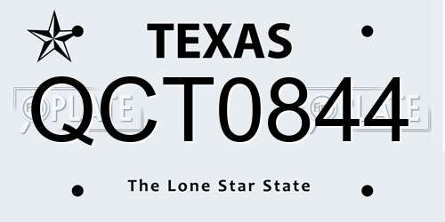 QCT0844 Texas License Plate