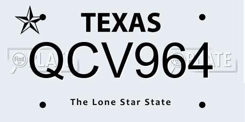 QCV964 Texas License Plate