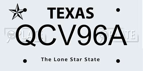 QCV96A Texas License Plate