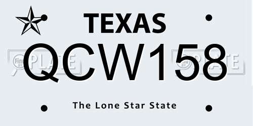 QCW158 Texas License Plate