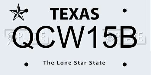 QCW15B Texas License Plate
