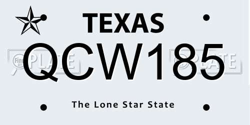 QCW185 Texas License Plate