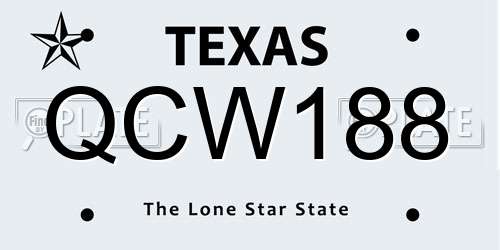 QCW188 Texas License Plate