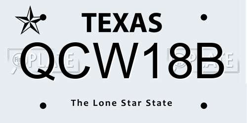QCW18B Texas License Plate