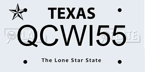 QCWI55 Texas License Plate