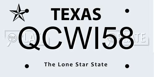 QCWI58 Texas License Plate