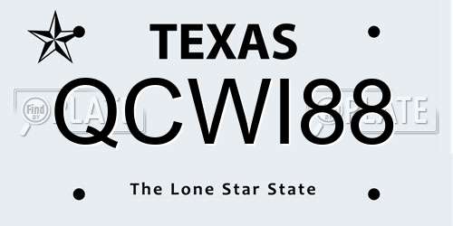 QCWI88 Texas License Plate