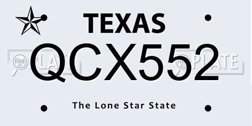 QCX552 Texas License Plate