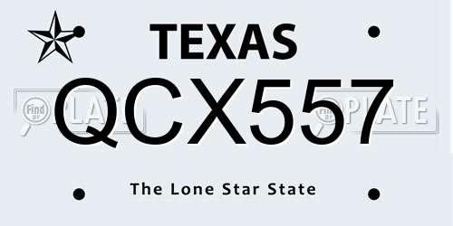 QCX557 Texas License Plate