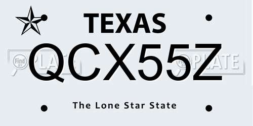 QCX55Z Texas License Plate