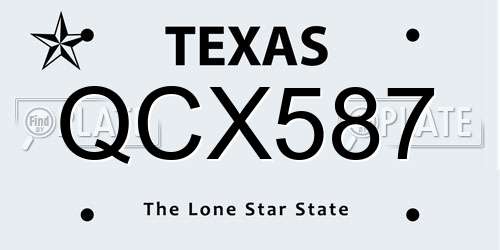 QCX587 Texas License Plate