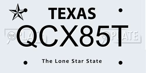 QCX85T Texas License Plate
