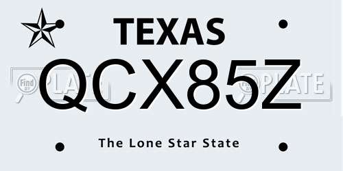 QCX85Z Texas License Plate