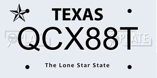 QCX88T Texas License Plate