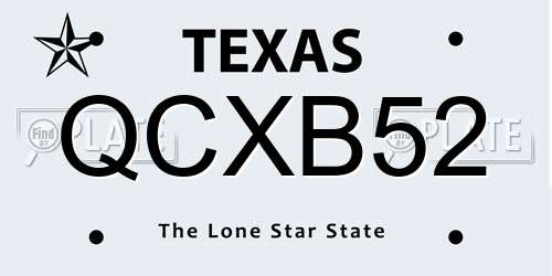QCXB52 Texas License Plate