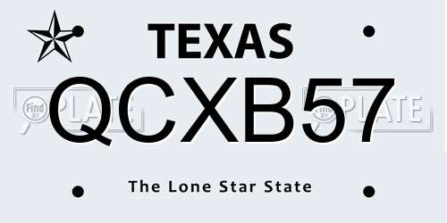 QCXB57 Texas License Plate