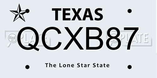 QCXB87 Texas License Plate