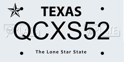 QCXS52 Texas License Plate