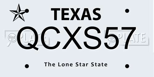 QCXS57 Texas License Plate