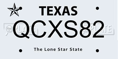 QCXS82 Texas License Plate