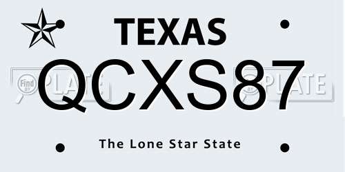 QCXS87 Texas License Plate