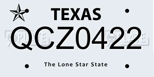 QCZ0422 Texas License Plate