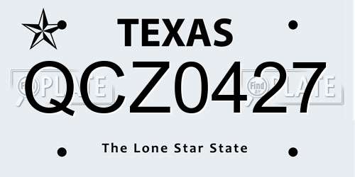 QCZ0427 Texas License Plate