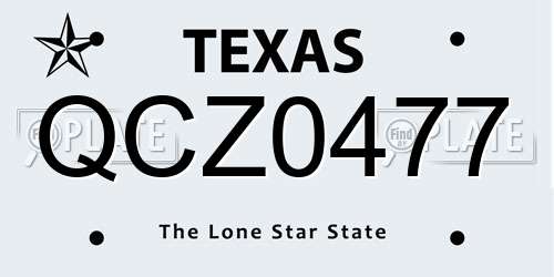 QCZ0477 Texas License Plate