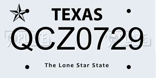 QCZ0729 Texas License Plate