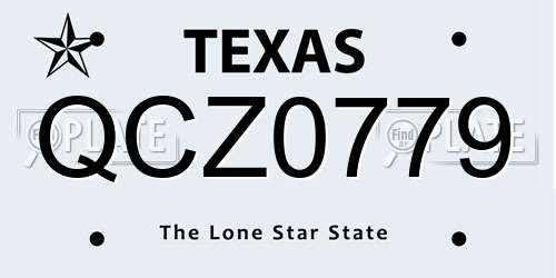 QCZ0779 Texas License Plate