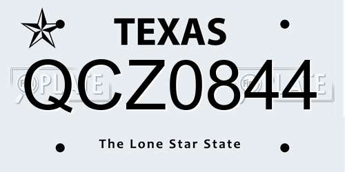 QCZ0844 Texas License Plate