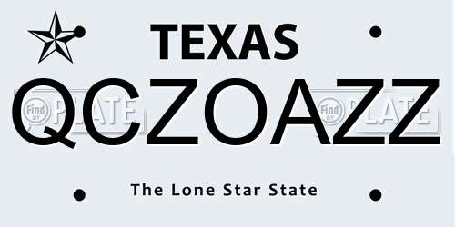 QCZOAZZ Texas License Plate