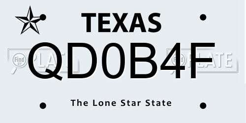 QD0B4F Texas License Plate