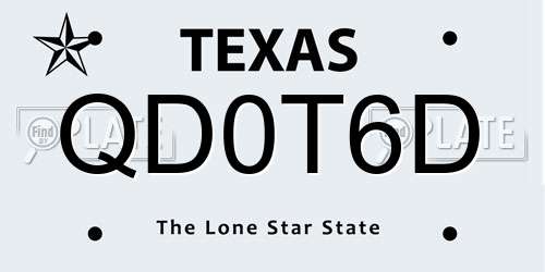 QD0T6D Texas License Plate